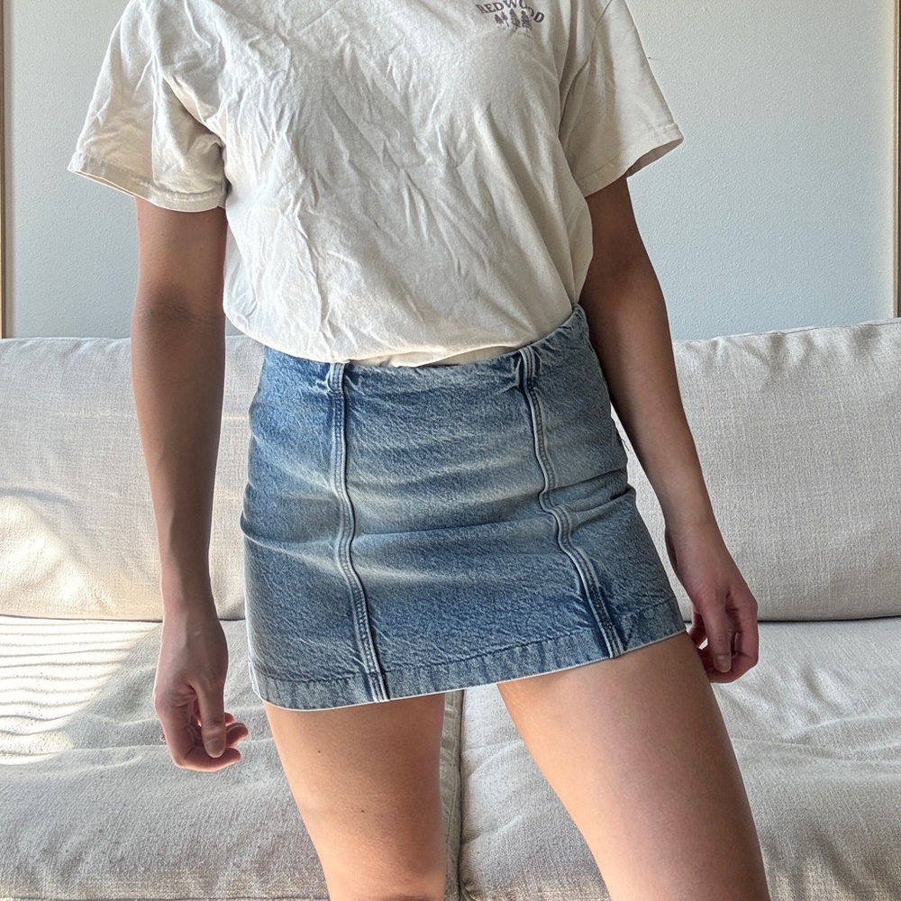 Light Wash Denim Mini Skirt